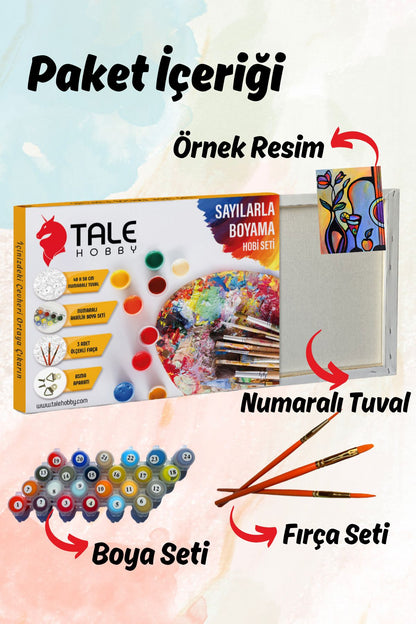 Sayılarla Boyama Numaralı Tuval Seti Fırça Boya Dahil 40x50cm Manzara TL051